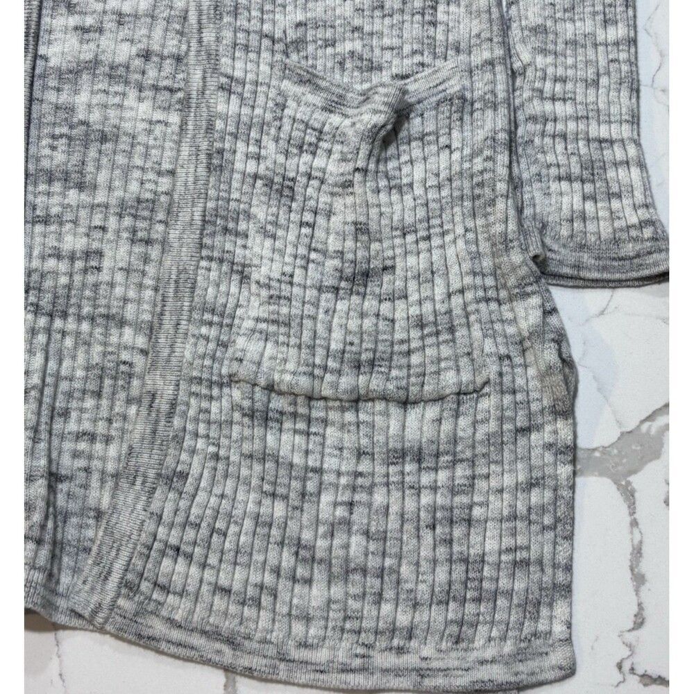 Women’s Garage Grey Navy Heather Open-Front Long Gray Knit Cardigan Sweater L - Picture 8 of 16